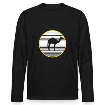 Kamel - Männer Premium Bio Langarmshirt - Schwarz - Vorne - Nico (187cm)