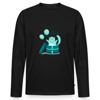 Cadeau boîte surprise en montgolfière - T-shirt manches longues Premium bio Homme - noir - Devant - Nico (187cm)