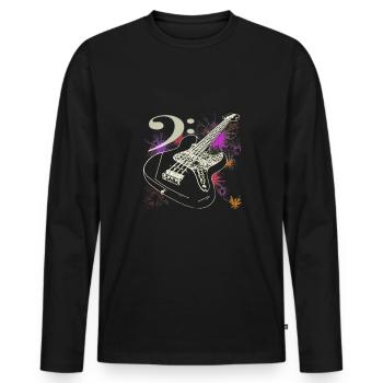 Bass Gitarre Mit Bass Notenschluessel - Männer Premium Bio Langarmshirt - Schwarz - Vorne - Nico (187cm)