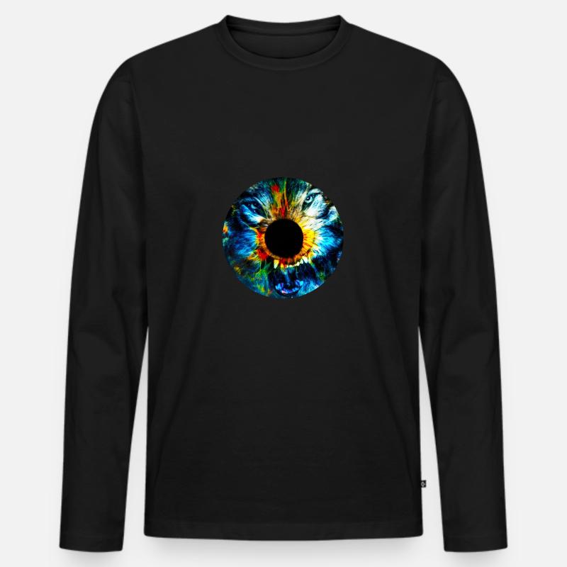 Auge des Wolfes - Männer Premium Bio Langarmshirt - Schwarz