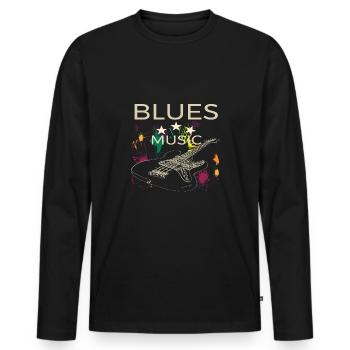 Blues Music Basse Guitare Artistique Design - T-shirt manches longues Premium bio Homme - noir - Devant - Nico (187cm)
