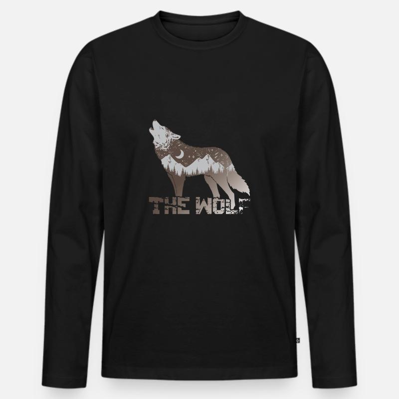 Der Wolf - Männer Premium Bio Langarmshirt - Schwarz