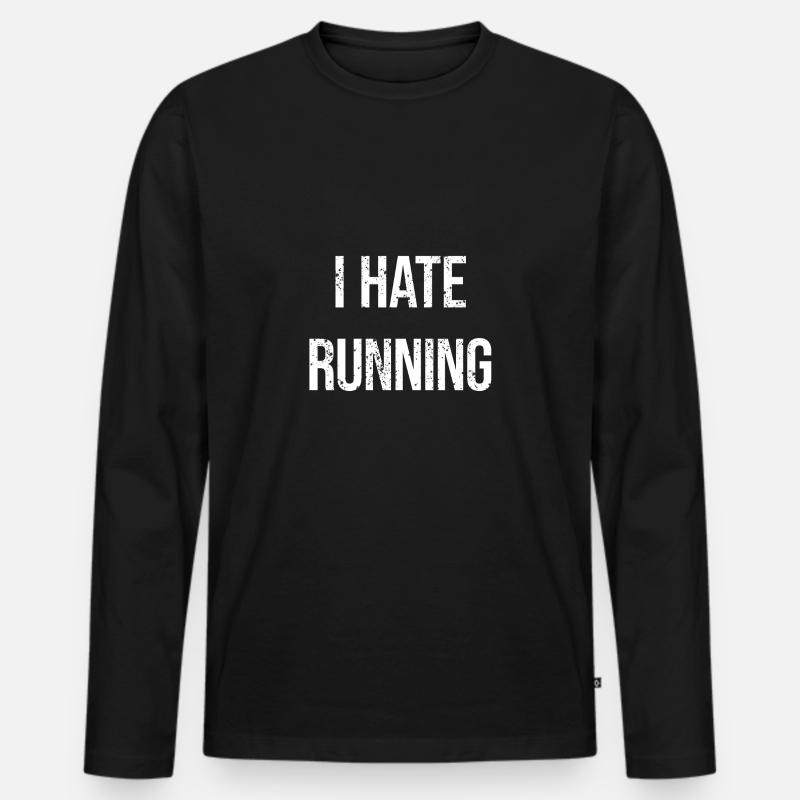 i hate running. running sucks - Männer Premium Bio Langarmshirt - Schwarz
