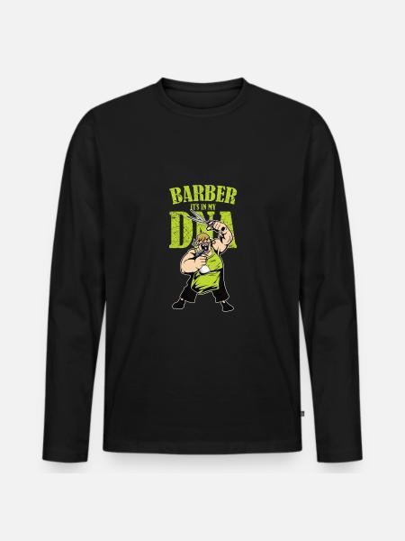 fat barber DNA gift idea - Men's Premium Organic Long Sleeve Shirt - black