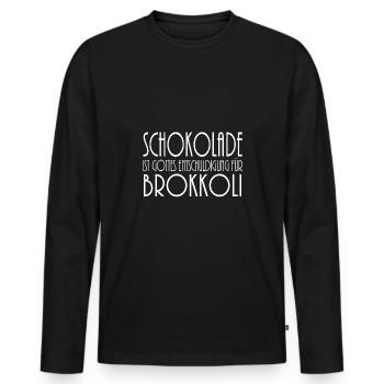 Schokolade Spruch Geschenkidee - Männer Premium Bio Langarmshirt - Schwarz - Vorne - Nico (187cm)