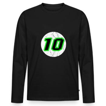 10 - Men's Premium Organic Long Sleeve Shirt - black - Front - Nico (187cm)
