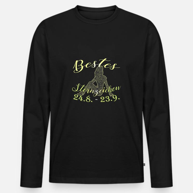 Sternzeichen Jungfrau - Männer Premium Bio Langarmshirt - Schwarz