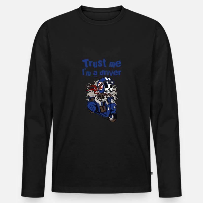 Skull Scooterman Gift Idea - Men's Premium Organic Long Sleeve Shirt - black