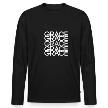 grace grace grace grace grace - Men's Premium Organic Long Sleeve Shirt - black - Front - Nico (187cm)
