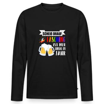Fasching Geschenkidee - Männer Premium Bio Langarmshirt - Schwarz - Vorne - Nico (187cm)