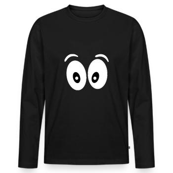 zwei Augen - Männer Premium Bio Langarmshirt - Schwarz - Vorne - Nico (187cm)