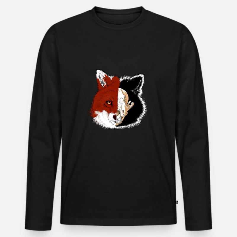 Fuchskopf mit Skull Fade - Männer Premium Bio Langarmshirt - Schwarz