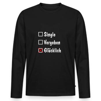 Célibataire, Pardonné, Heureux - T-shirt manches longues Premium bio Homme - noir - Devant - Nico (187cm)