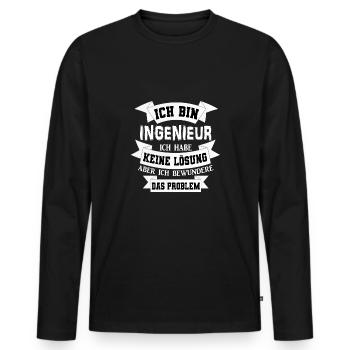 Ingenieur Geschenkidee - Männer Premium Bio Langarmshirt - Schwarz - Vorne - Nico (187cm)