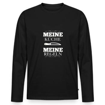 Ma cuisine Mes règles - T-shirt manches longues Premium bio Homme - noir - Devant - Nico (187cm)