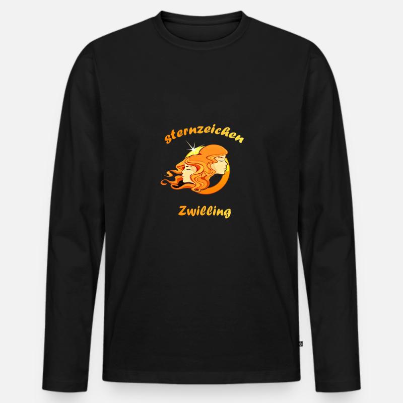 Sternzeichen Zwilling - Männer Premium Bio Langarmshirt - Schwarz