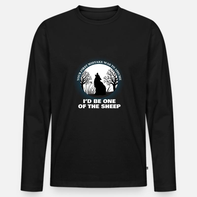 Wolf - Männer Premium Bio Langarmshirt - Schwarz