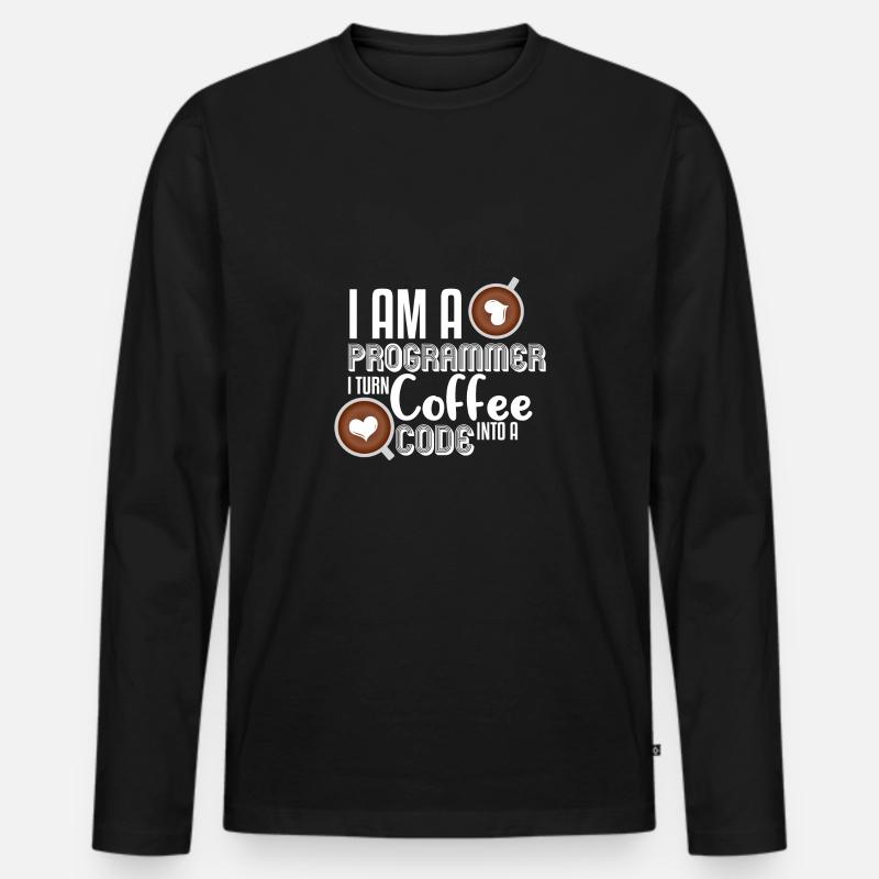Programmer Kaffee - Männer Premium Bio Langarmshirt - Schwarz