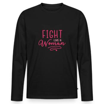 Brustkrebs Behandlung Therapie Motto Spruch Shirt - Männer Premium Bio Langarmshirt - Schwarz - Vorne - Nico (187cm)