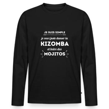 T-shirt Kizomba citation drole - T-shirt manches longues Premium bio Homme - noir - Devant - Nico (187cm)
