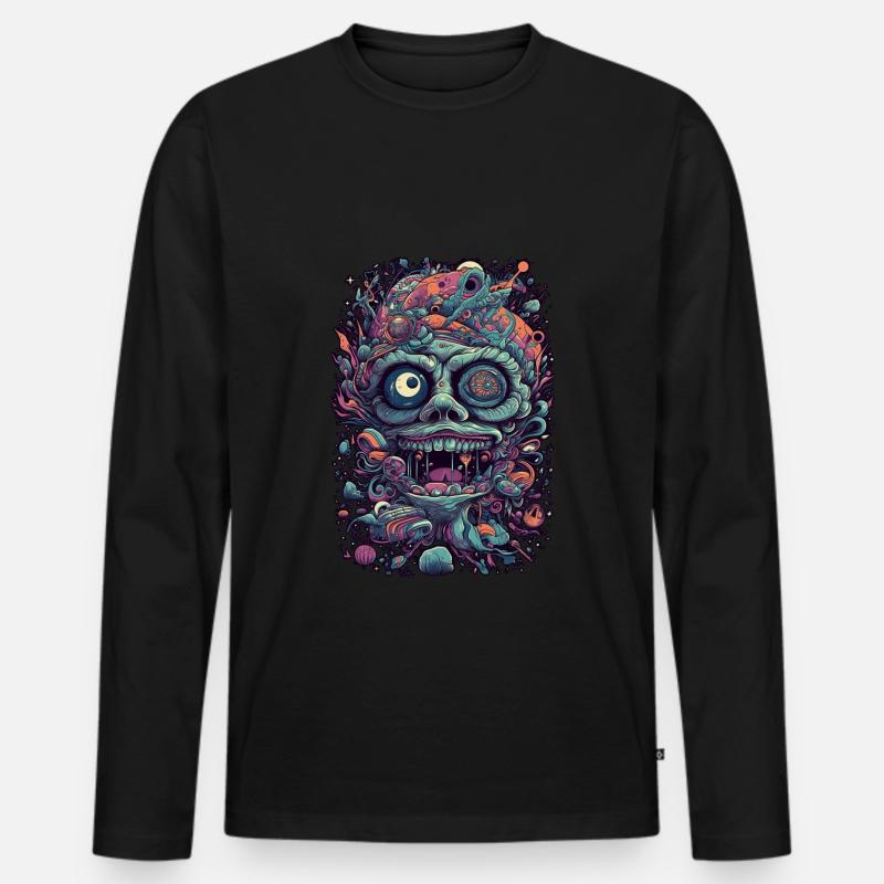 Trippy Explosion - Psychedelisches Motiv - Männer Premium Bio Langarmshirt - Schwarz