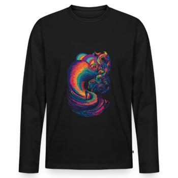 Trippy rainbow path in the clouds - Men's Premium Organic Long Sleeve Shirt - black - Front - Nico (187cm)