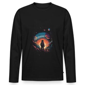 Wandering in the Universe - Surrealist Artwork - Men's Premium Organic Long Sleeve Shirt - black - Front - Nico (187cm)