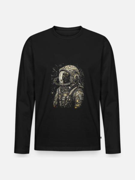 Astronaut in retro look - Men's Premium Organic Long Sleeve Shirt - black