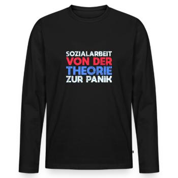 Sozialarbeit - Von Der Theorie Zur Panik - Männer Premium Bio Langarmshirt - Schwarz - Vorne - Nico (187cm)