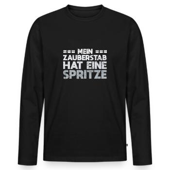 Mein Zauberstab Hat Eine Spritze - Männer Premium Bio Langarmshirt - Schwarz - Vorne - Nico (187cm)