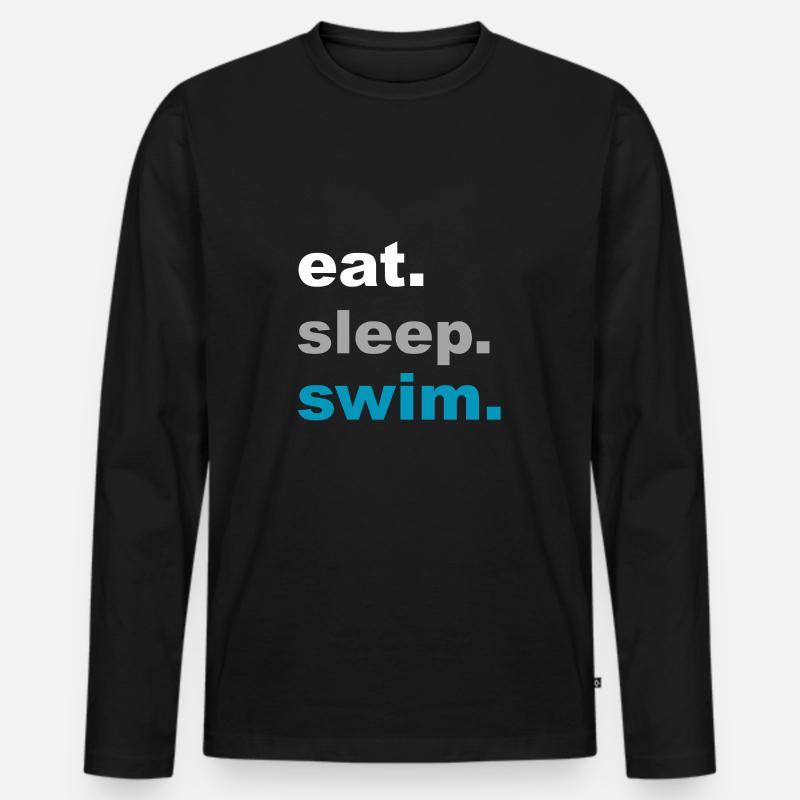 Essen, Schlafen, Schwimmen! - Geschenk - Männer Premium Bio Langarmshirt - Schwarz