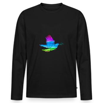 Friedenstaube - Männer Premium Bio Langarmshirt - Schwarz - Vorne - Nico (187cm)