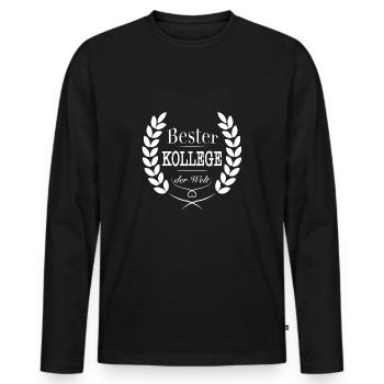 Bester Kollege der Welt - Männer Premium Bio Langarmshirt - Schwarz - Vorne - Nico (187cm)