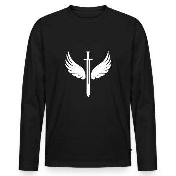 Sword with wings - Men's Premium Organic Long Sleeve Shirt - black - Front - Nico (187cm)