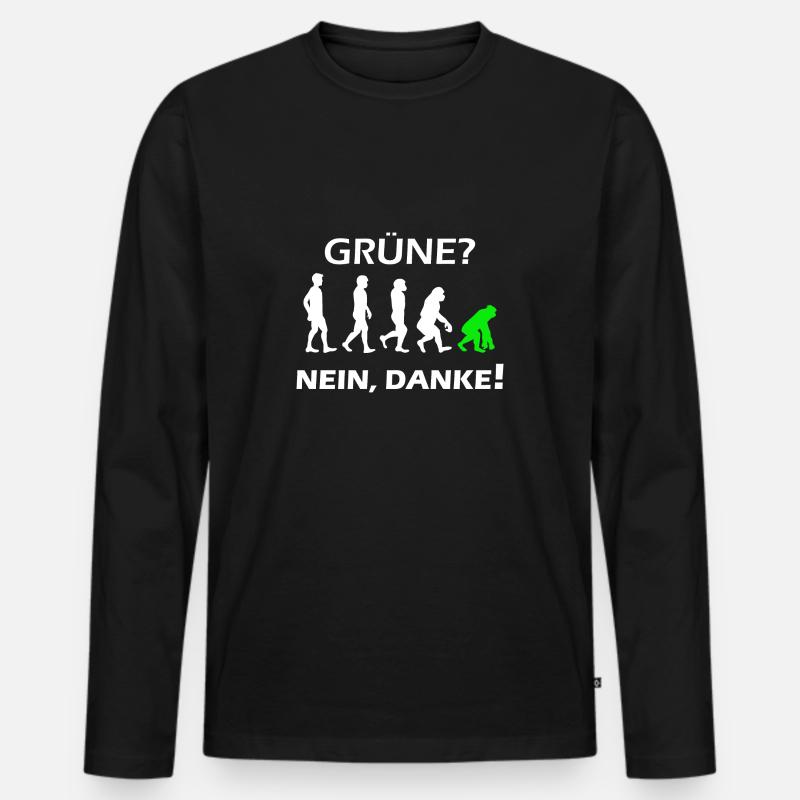 Grüne Nein Danke - Männer Premium Bio Langarmshirt - Schwarz