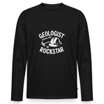 Geologe ein besonderer Rock Star. Geologenhelm - Männer Premium Bio Langarmshirt - Schwarz - Vorne - Nico (187cm)