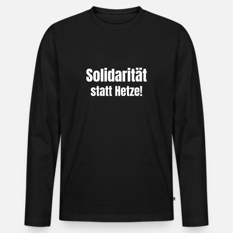 Solidarität statt Hetze° - Männer Premium Bio Langarmshirt - Schwarz