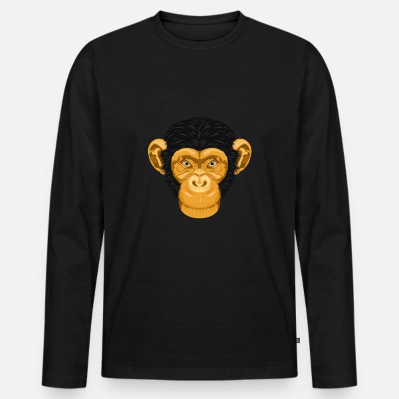Monkey / Affe - Männer Premium Bio Langarmshirt - Schwarz