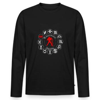 Sternzeichen Wassermann - Männer Premium Bio Langarmshirt - Schwarz - Vorne - Nico (187cm)