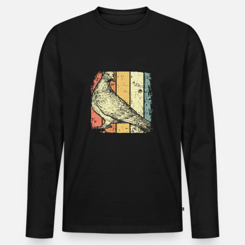Taube - Männer Premium Bio Langarmshirt - Schwarz