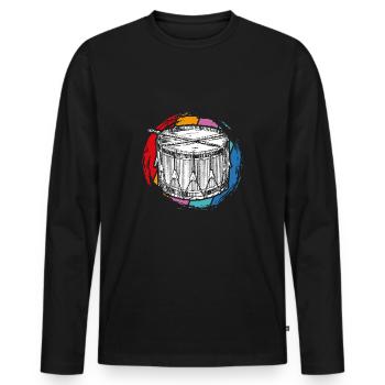 Instrument Trommel - Männer Premium Bio Langarmshirt - Schwarz - Vorne - Nico (187cm)