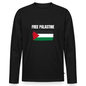 Free Palastine Tshirt Palestine - Men's Premium Organic Long Sleeve Shirt - black - Front - Nico (187cm)