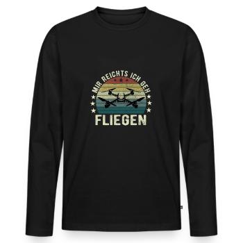 Mir Reichts Ich Geh Fliegen Drohne Drohnenflieger - Männer Premium Bio Langarmshirt - Schwarz - Vorne - Nico (187cm)