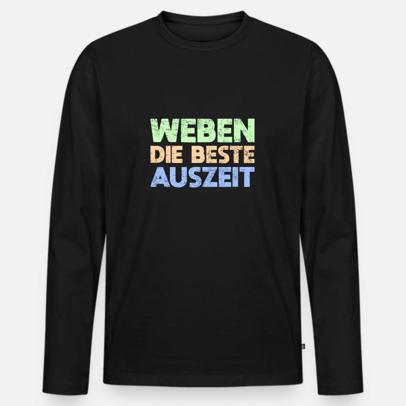 Weben - Die Beste Auszeit - Männer Premium Bio Langarmshirt - Schwarz