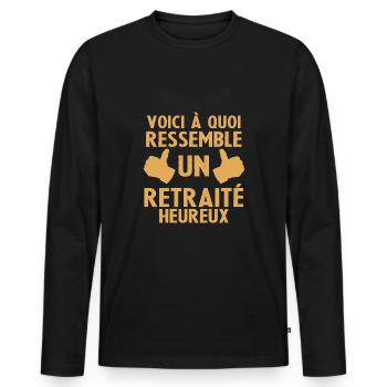 Ruhestand So sieht ein glücklicher Rentner aus - Männer Premium Bio Langarmshirt - Schwarz - Vorne - Nico (187cm)