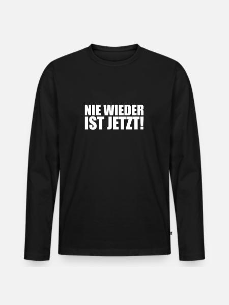 Never again is now - Men's Premium Organic Long Sleeve Shirt - black