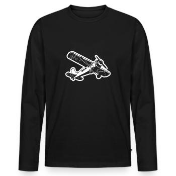 Airplane Pilot Airfield Flying Sports - Men's Premium Organic Long Sleeve Shirt - black - Front - Nico (187cm)