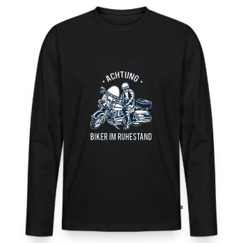 Biker in Ruhestand Motorrad Motorradfahrer Rentner - Männer Premium Bio Langarmshirt - Schwarz - Vorne - Nico (187cm)