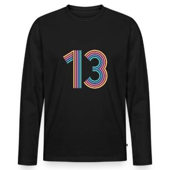 Cool Number 13 - 13 ans 13e anniversaire cadeau - T-shirt manches longues Premium bio Homme - noir - Devant - Nico (187cm)