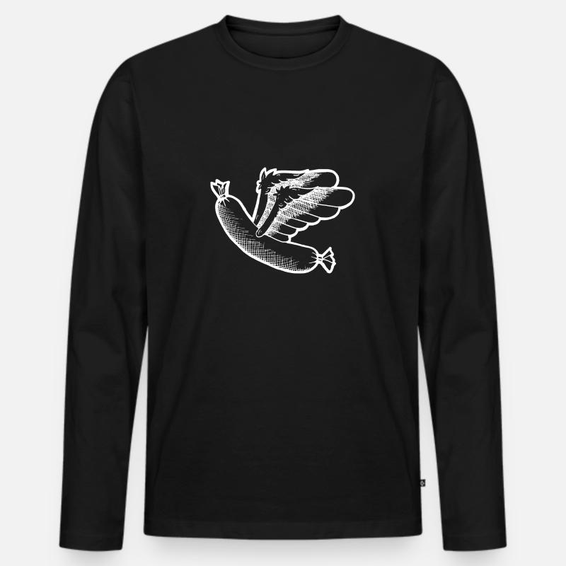 Fliegende Wurst - Männer Premium Bio Langarmshirt - Schwarz
